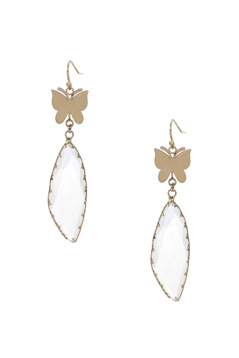 Fashion Butterfly Clear Stone Dangle Earring - ZLA