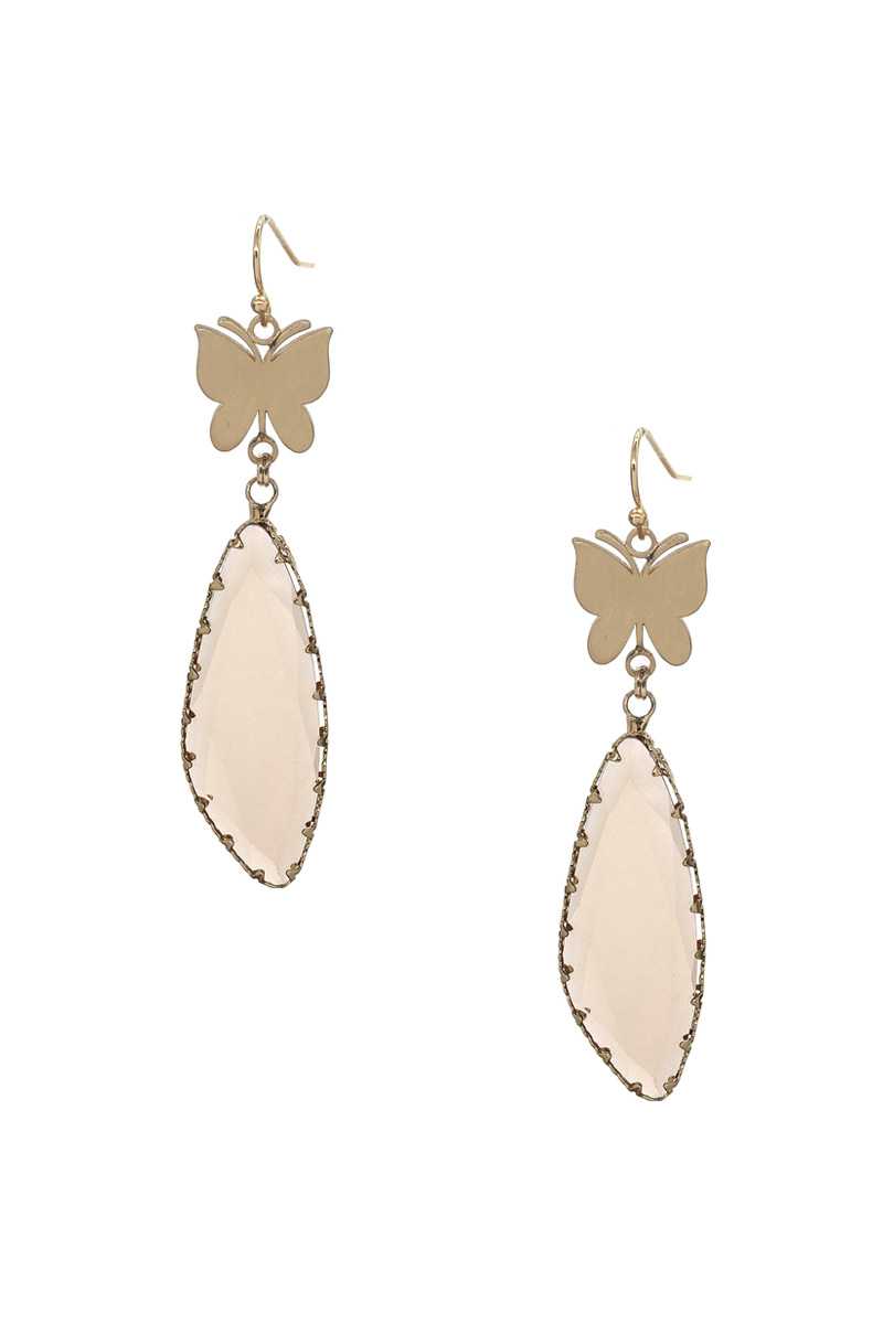 Fashion Butterfly Clear Stone Dangle Earring - ZLA