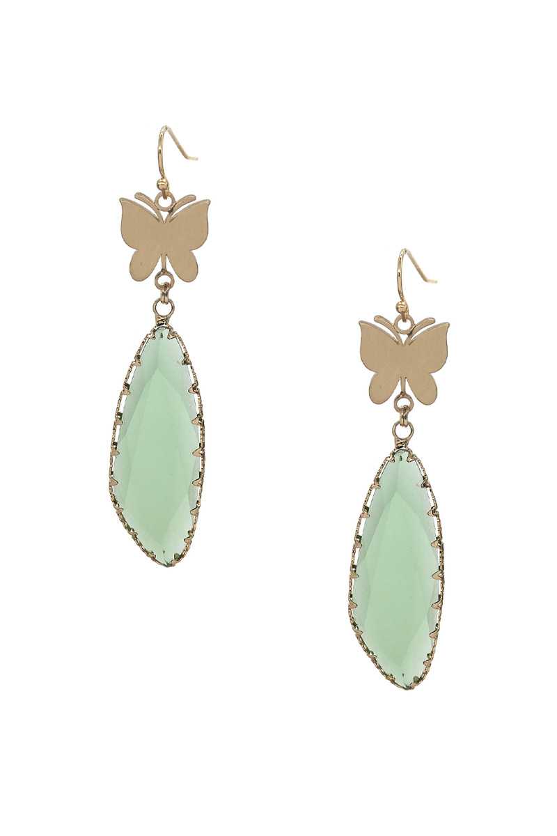 Fashion Butterfly Clear Stone Dangle Earring - ZLA
