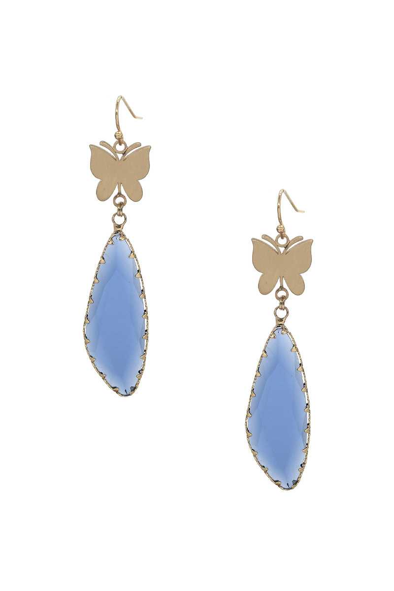 Fashion Butterfly Clear Stone Dangle Earring - ZLA