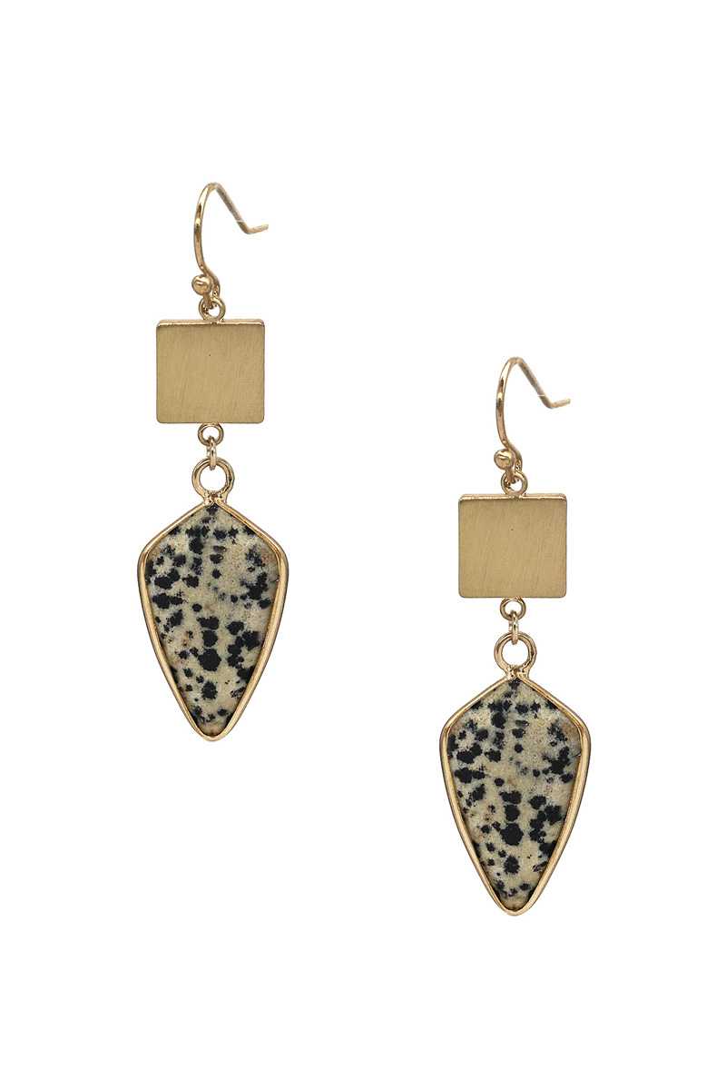 Fashion Marbling Stone Dangle Earring - ZLA