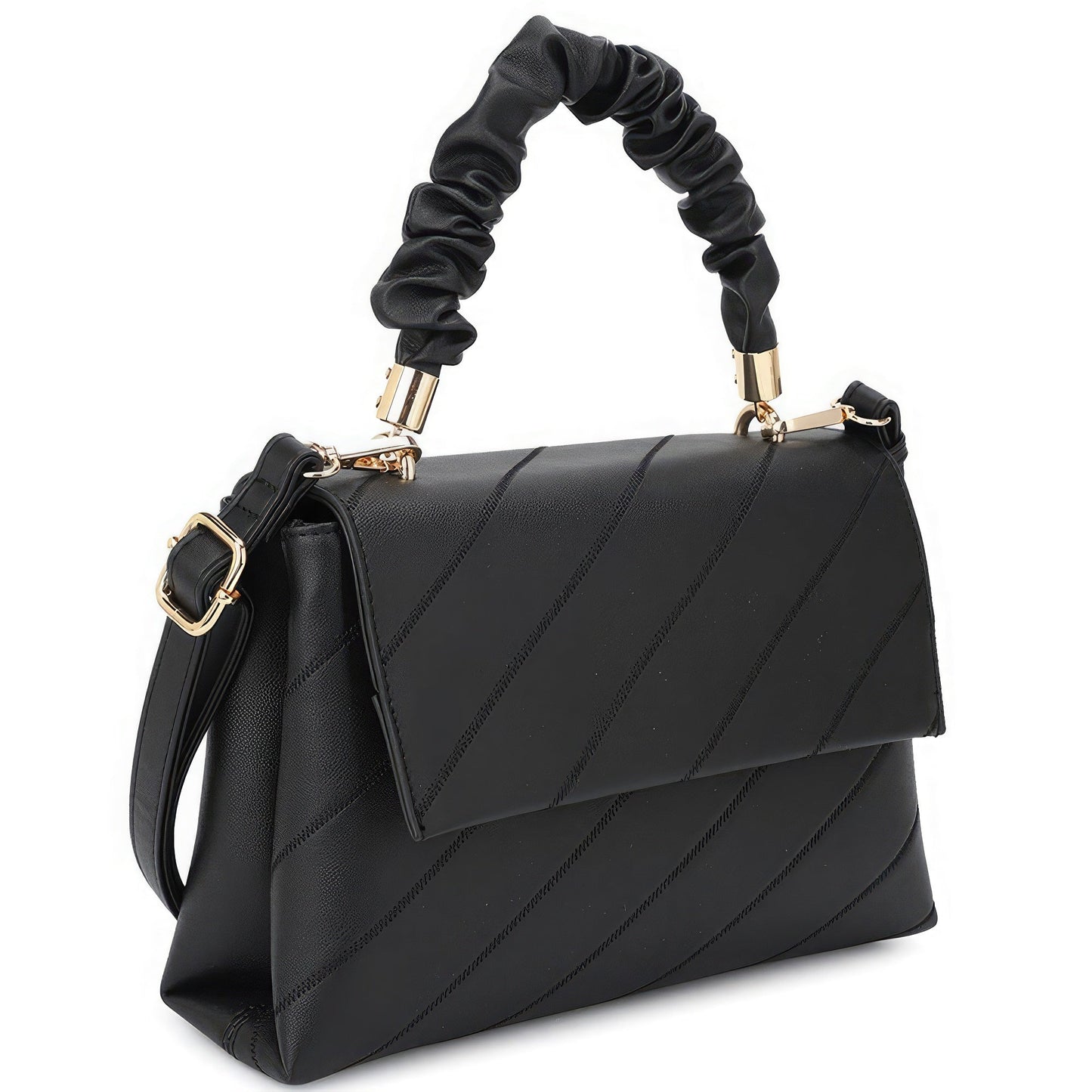 Fashion Smooth Pattern Wrinkle Handle Crossbody Bag - ZLA