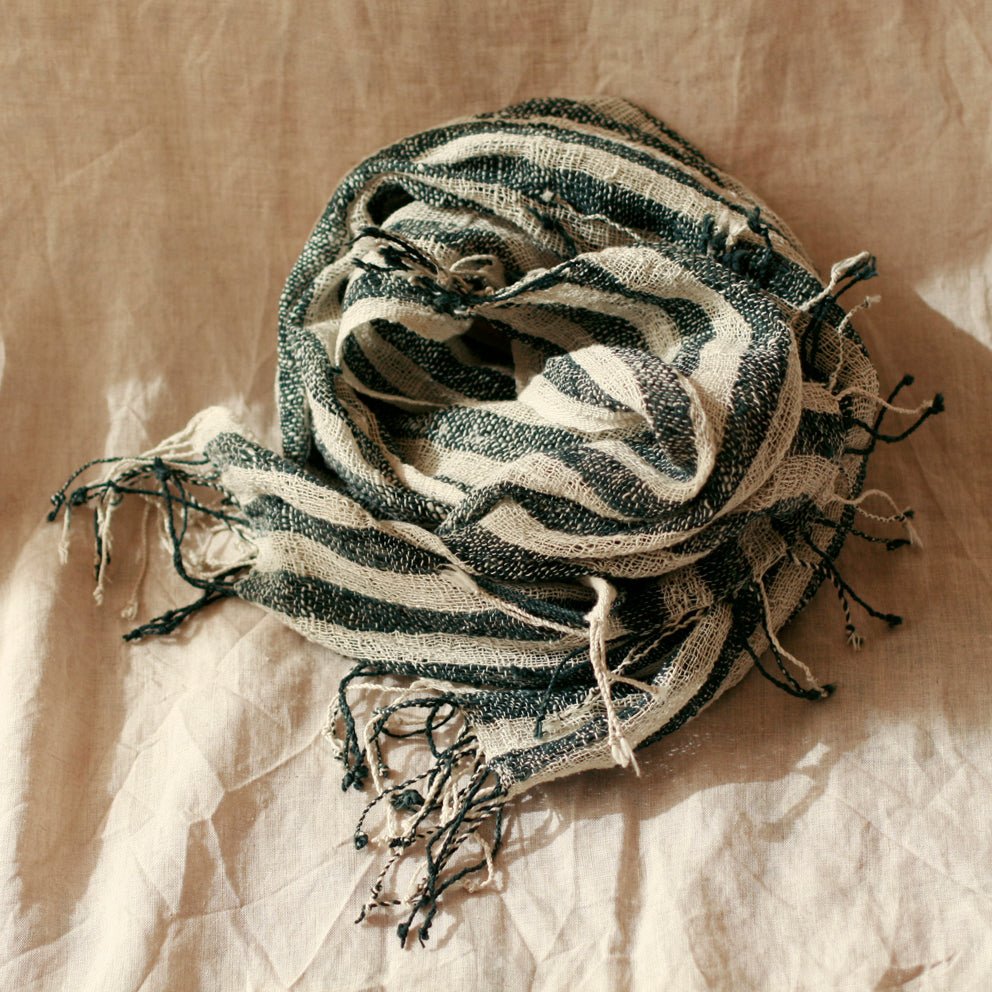 Fatima Hand-loomed Raw Cotton Scarf, in Black - Premium from BrunnaCo - Just $67.50! Shop now at ZLA