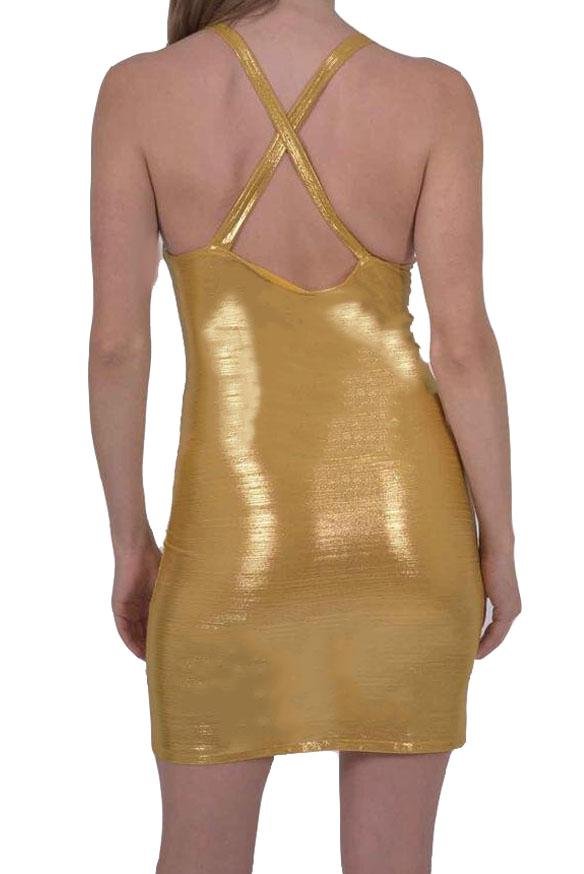 Ferrari Shiny Body-Con Gold Dress - Premium from Savoy Active - Just $19.99! Shop now at ZLA