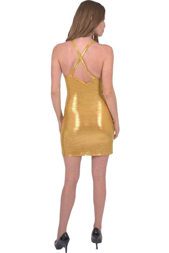 Ferrari Shiny Body-Con Gold Dress - Premium from Savoy Active - Just $19.99! Shop now at ZLA