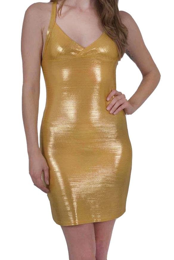 Ferrari Shiny Body-Con Gold Dress - Premium from Savoy Active - Just $19.99! Shop now at ZLA