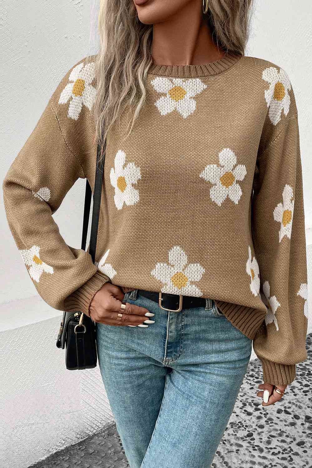 Floral Dropped Shoulder Sweater - Premium from Trendsi - Just $30! Shop now at ZLA