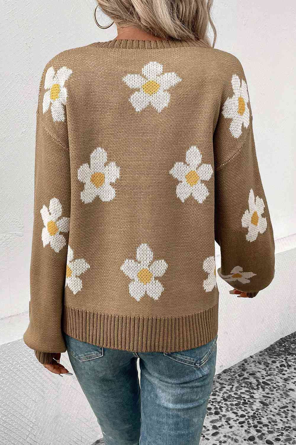 Floral Dropped Shoulder Sweater - Premium from Trendsi - Just $30! Shop now at ZLA