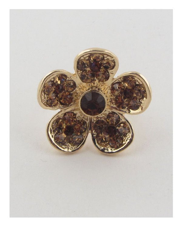 Flower rhinestone adjustable ring - ZLA
