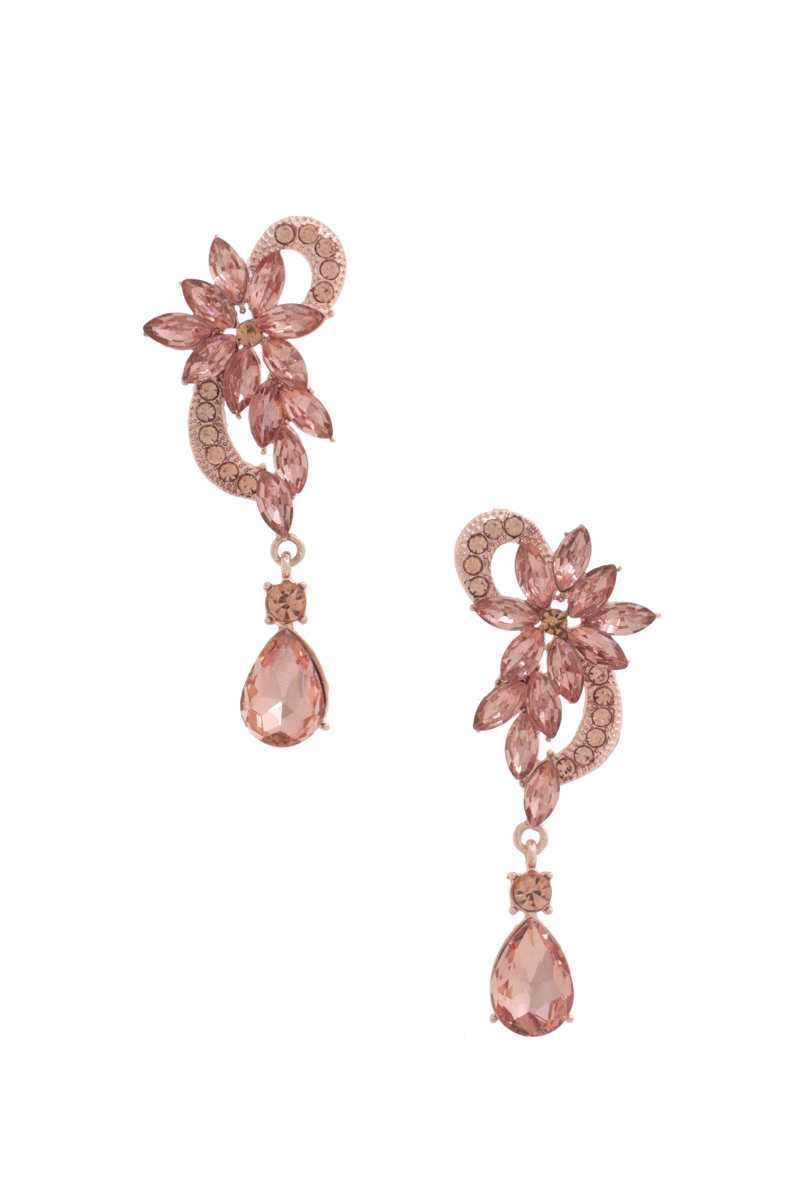 Flower Rhinestone Dangle Earring - ZLA