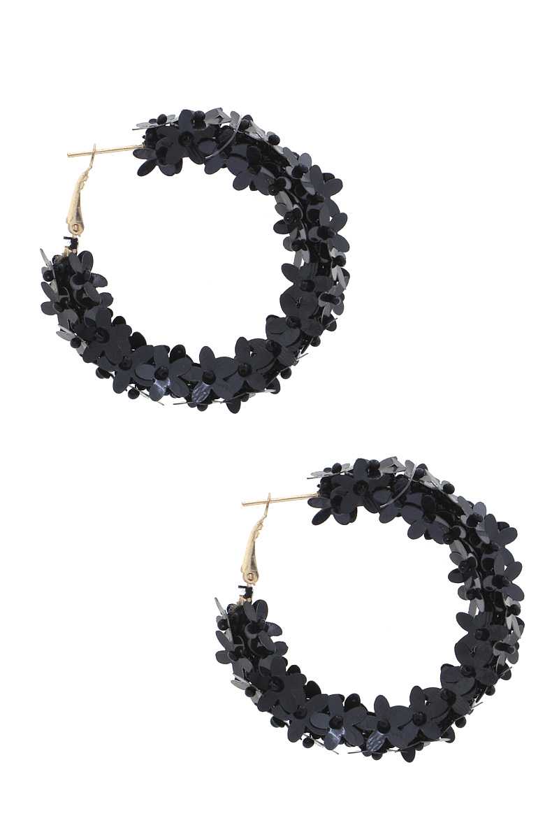 Flower Sequin Hoop Earring - ZLA