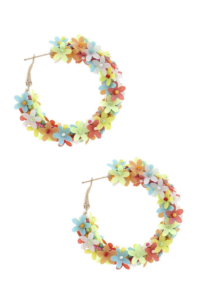 Flower Sequin Hoop Earring - ZLA