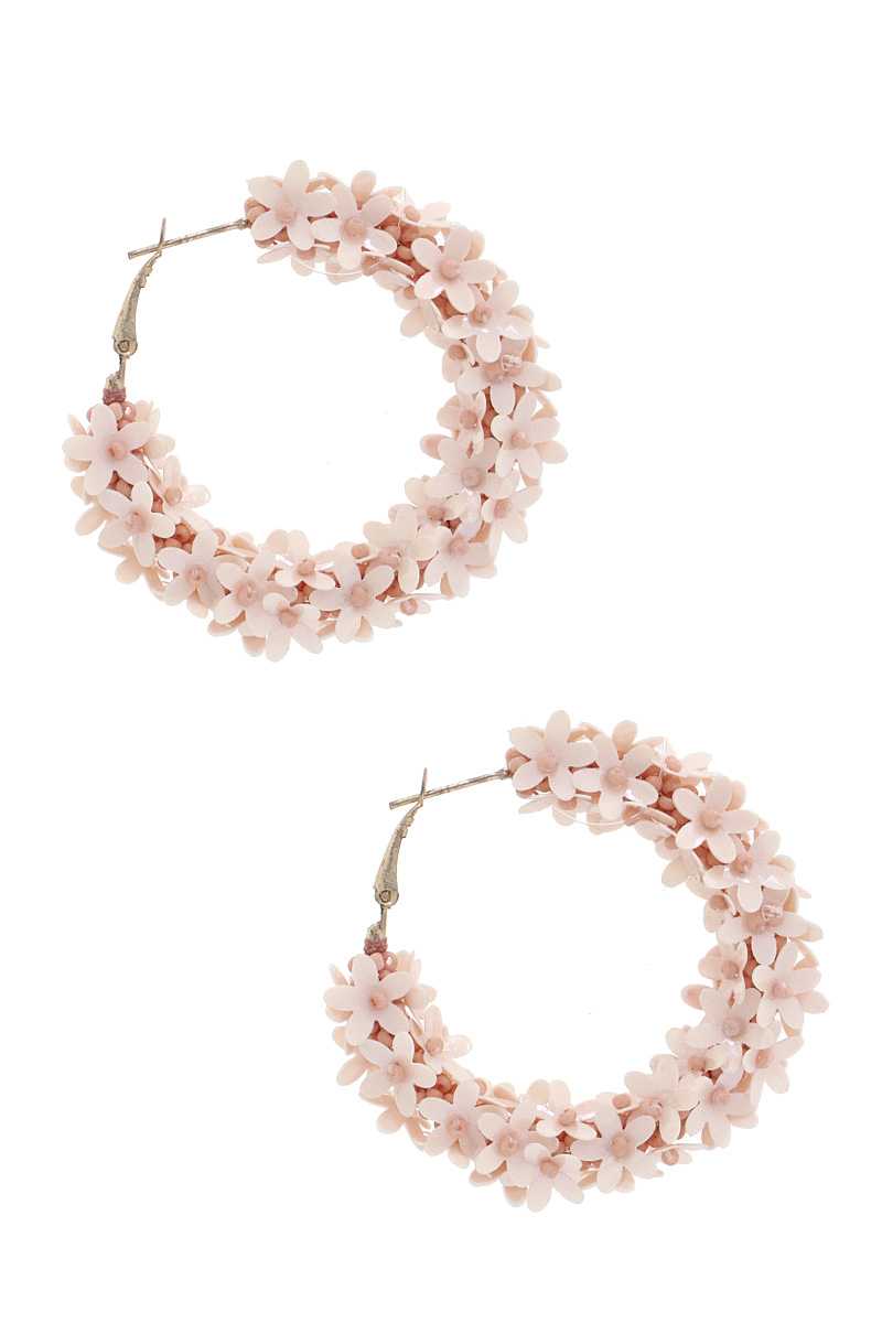 Flower Sequin Hoop Earring - ZLA