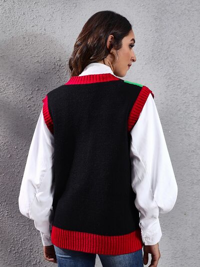 Four Leaf Clover V-Neck Sweater Vest - Premium from Trendsi - Just $23! Shop now at ZLA