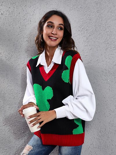 Four Leaf Clover V-Neck Sweater Vest - Premium from Trendsi - Just $23! Shop now at ZLA