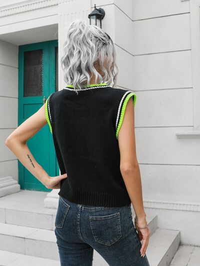 Geometric V-Neck Sweater Vest - Premium from Trendsi - Just $22! Shop now at ZLA
