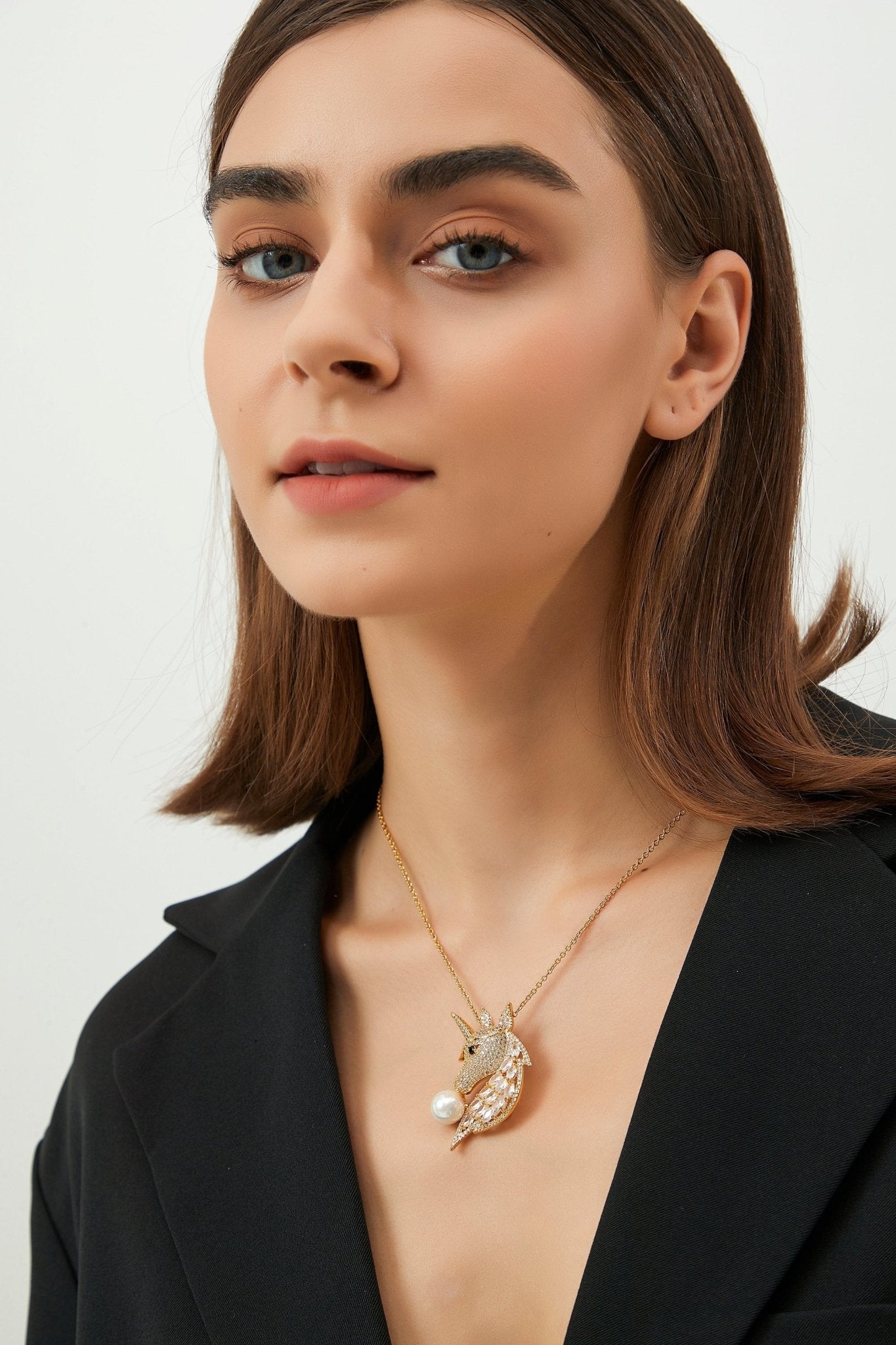 Gold Pavé Unicorn Brooch and Necklace Set - Premium Jewelry & Watches from Salmon Pandora - Just $52.14! Shop now at ZLA