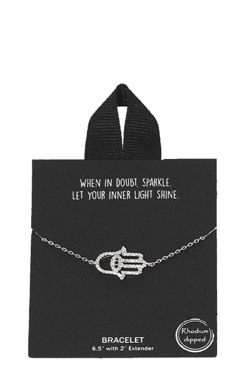 Gold Rhodium Dipped Hamsa Pendant Bracelet - ZLA