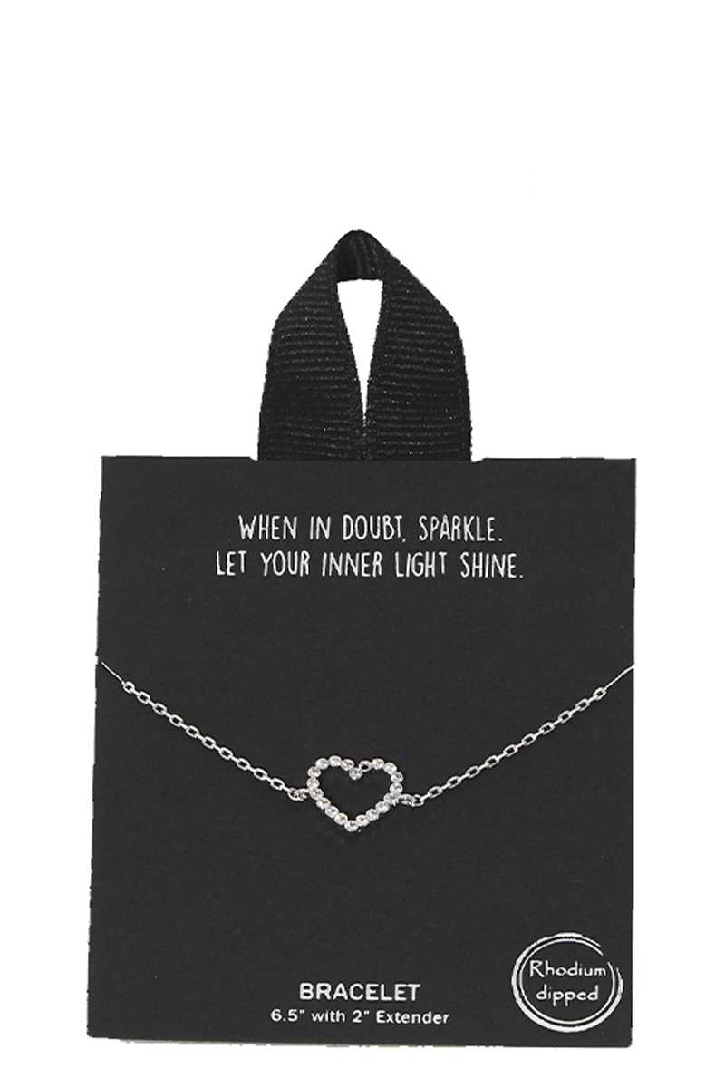 Gold Rhodium Dipped Heart Pendant Bracelet - ZLA