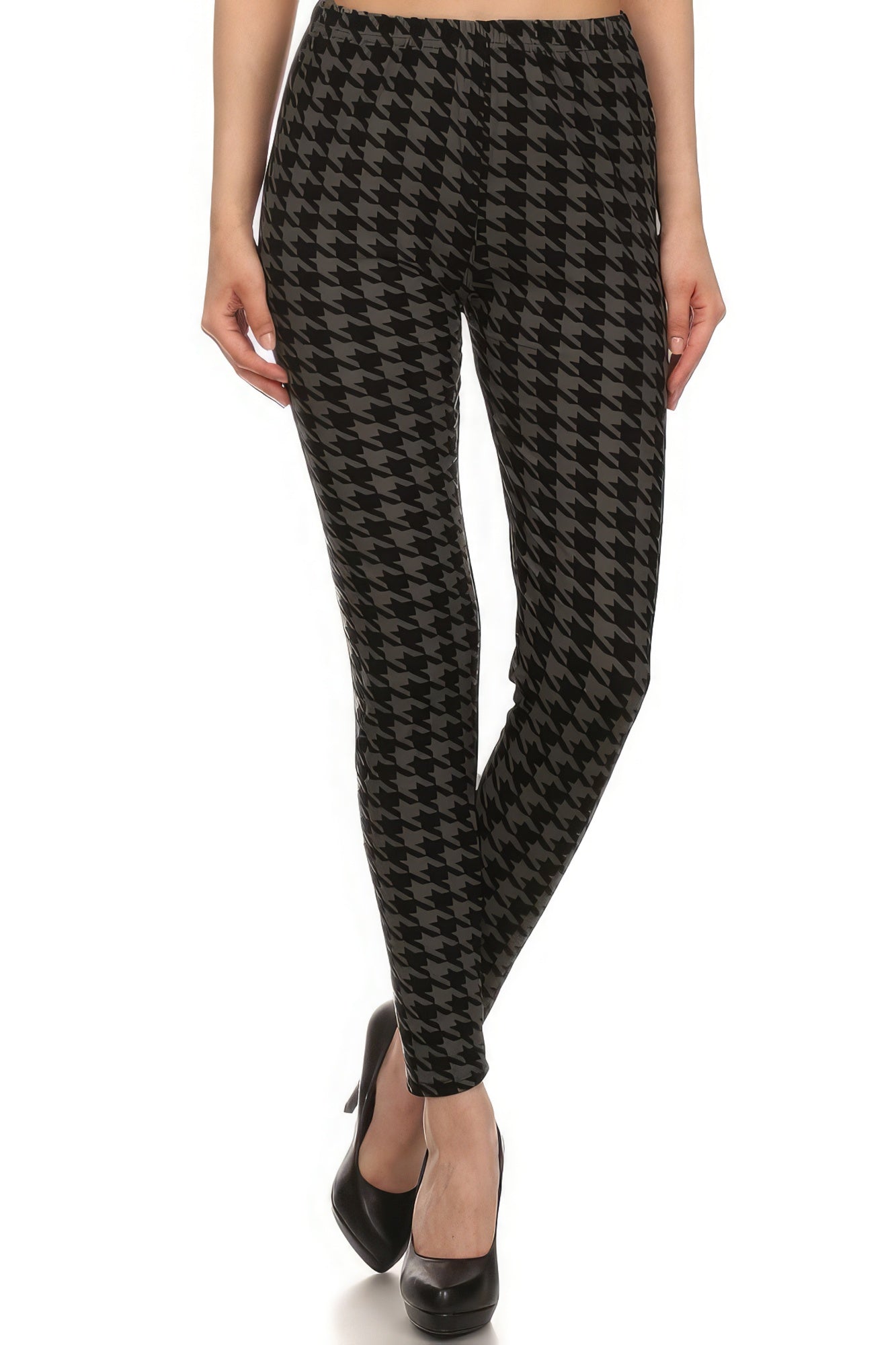 High Waisted Houndtooth Printed Knit Legging With Elastic Waistband - Premium from ZLA - Just $10.50! Shop now at ZLA