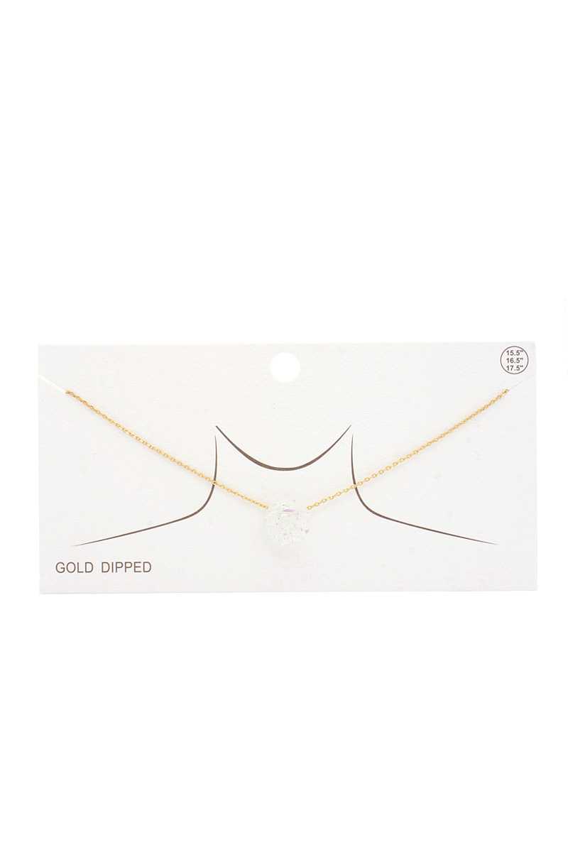 Iridescent Circle Gold Dipped Necklace - ZLA