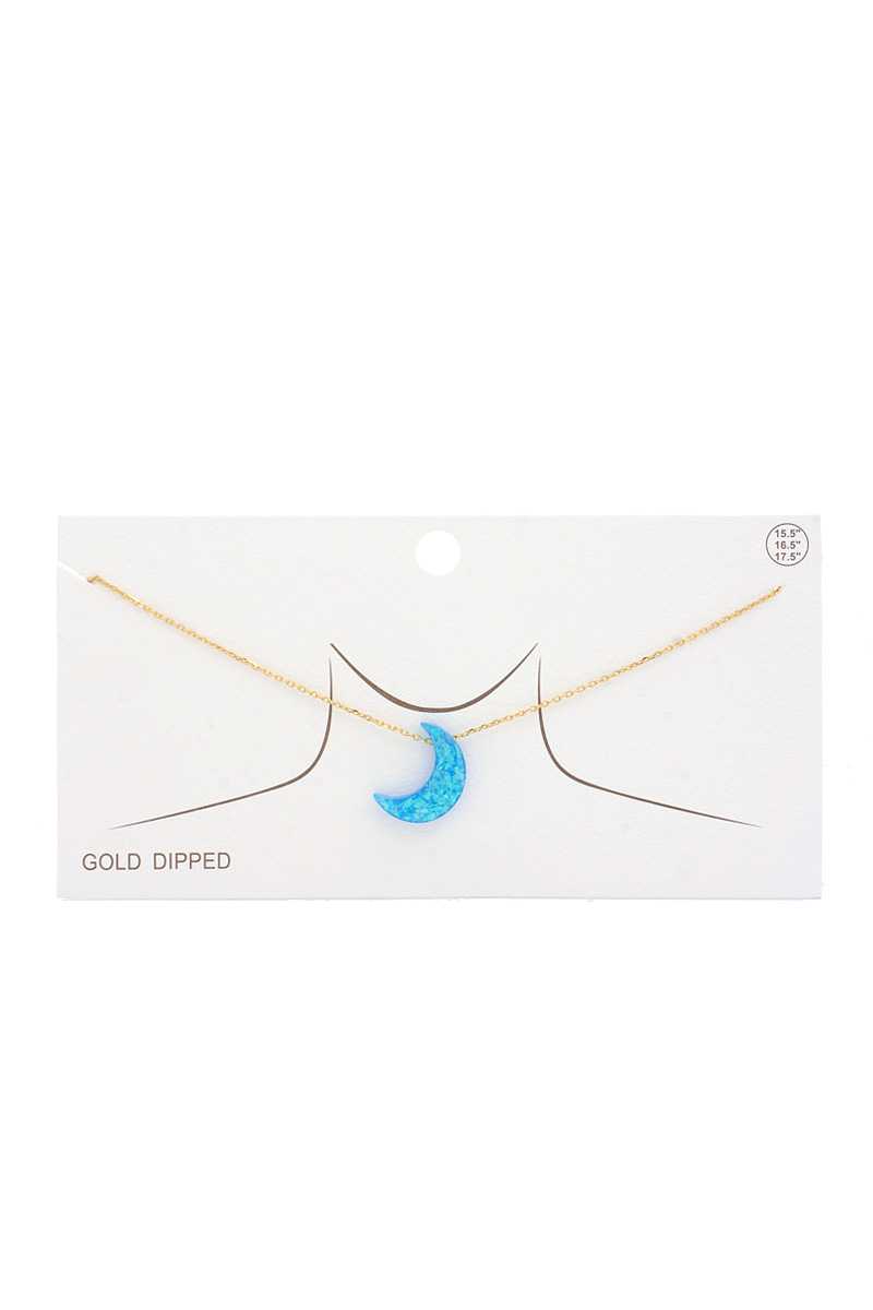 Iridescent Moon Gold Dipped Necklace - ZLA