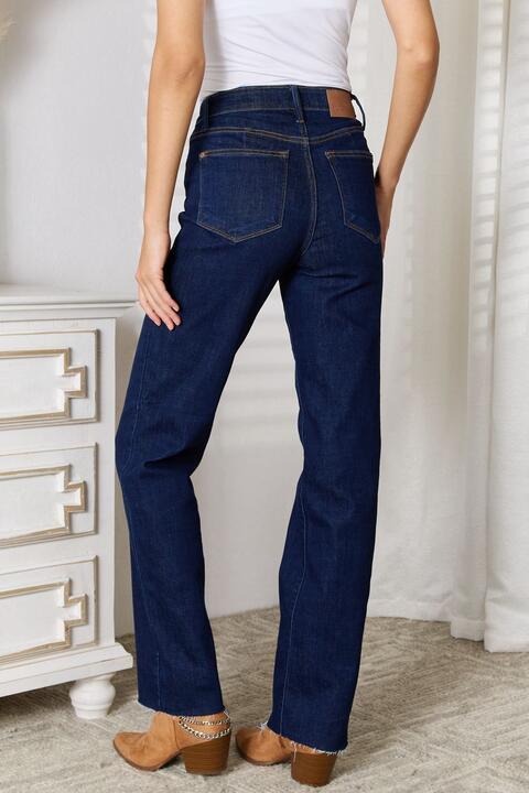 Judy Blue Full Size Raw Hem Straight Leg Jeans with Pockets - Premium from Trendsi - Just $64! Shop now at ZLA