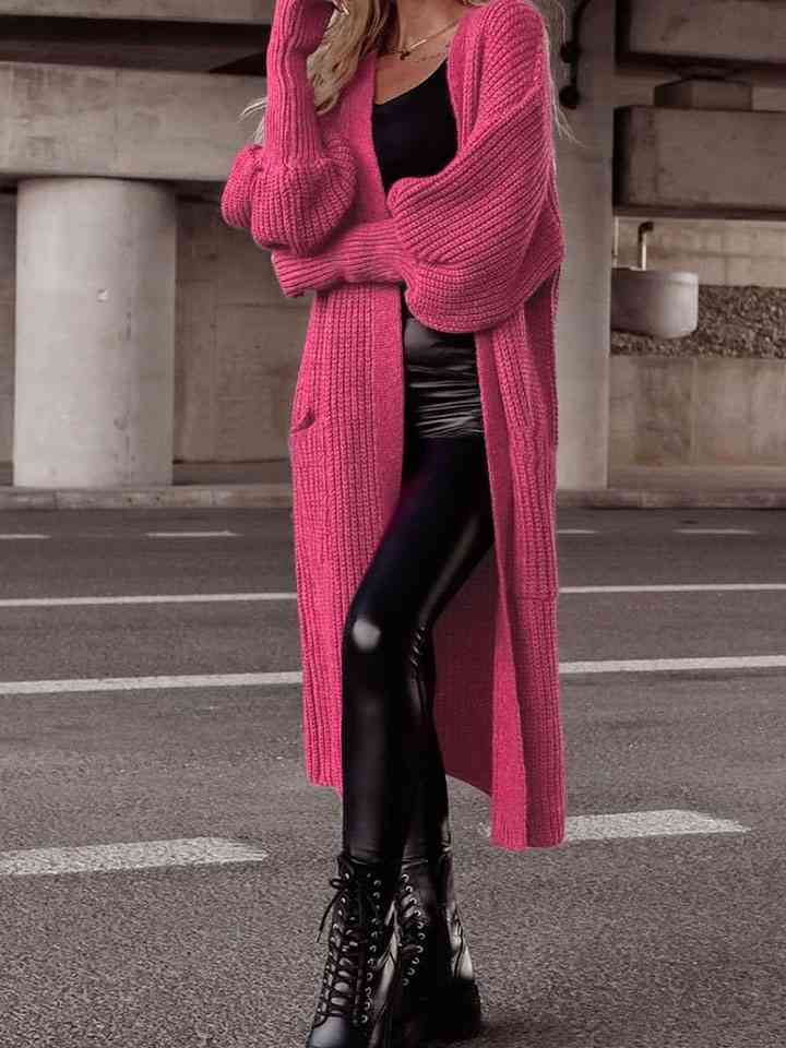 Lantern Sleeve Pocketed Cardigan - Premium from Trendsi - Just $60! Shop now at ZLA