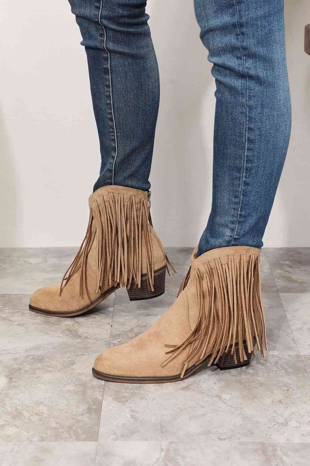 Legend Women's Fringe Cowboy Western Ankle Boots - Premium from Trendsi - Just $55! Shop now at ZLA