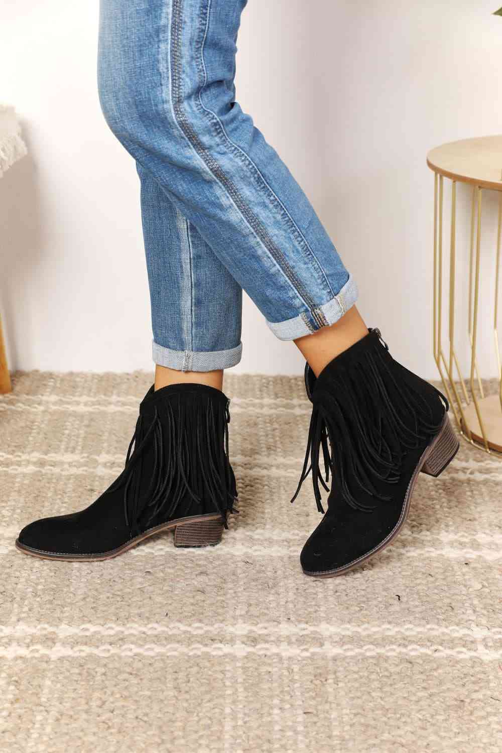 Legend Women's Fringe Cowboy Western Ankle Boots - Premium from Trendsi - Just $55! Shop now at ZLA