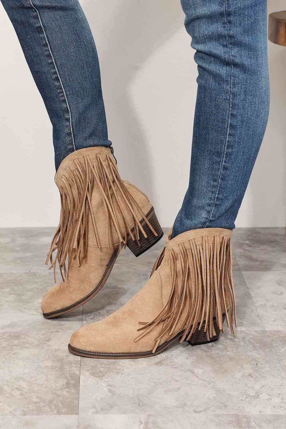 Legend Women's Fringe Cowboy Western Ankle Boots - Premium from Trendsi - Just $55! Shop now at ZLA