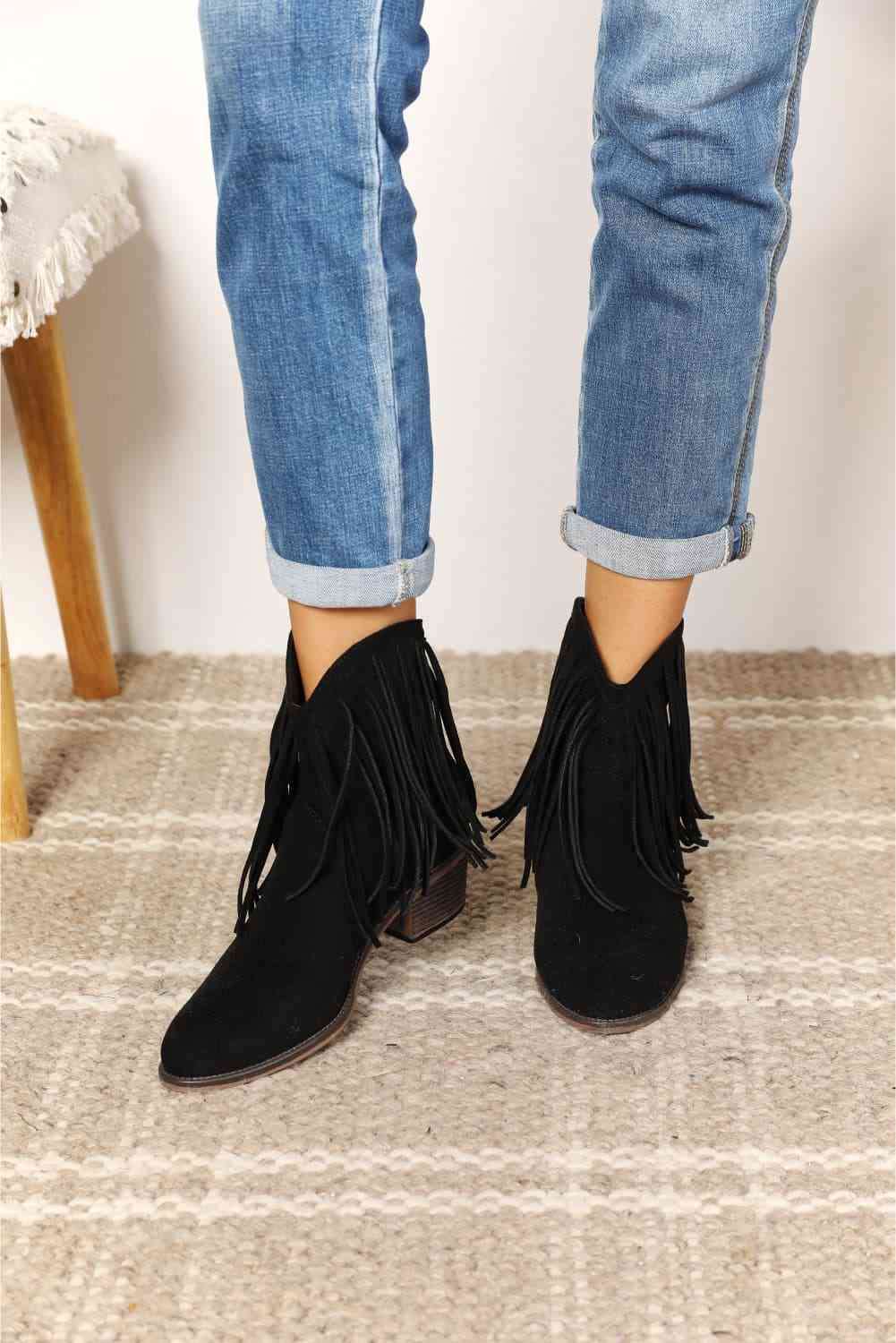 Legend Women's Fringe Cowboy Western Ankle Boots - Premium from Trendsi - Just $55! Shop now at ZLA