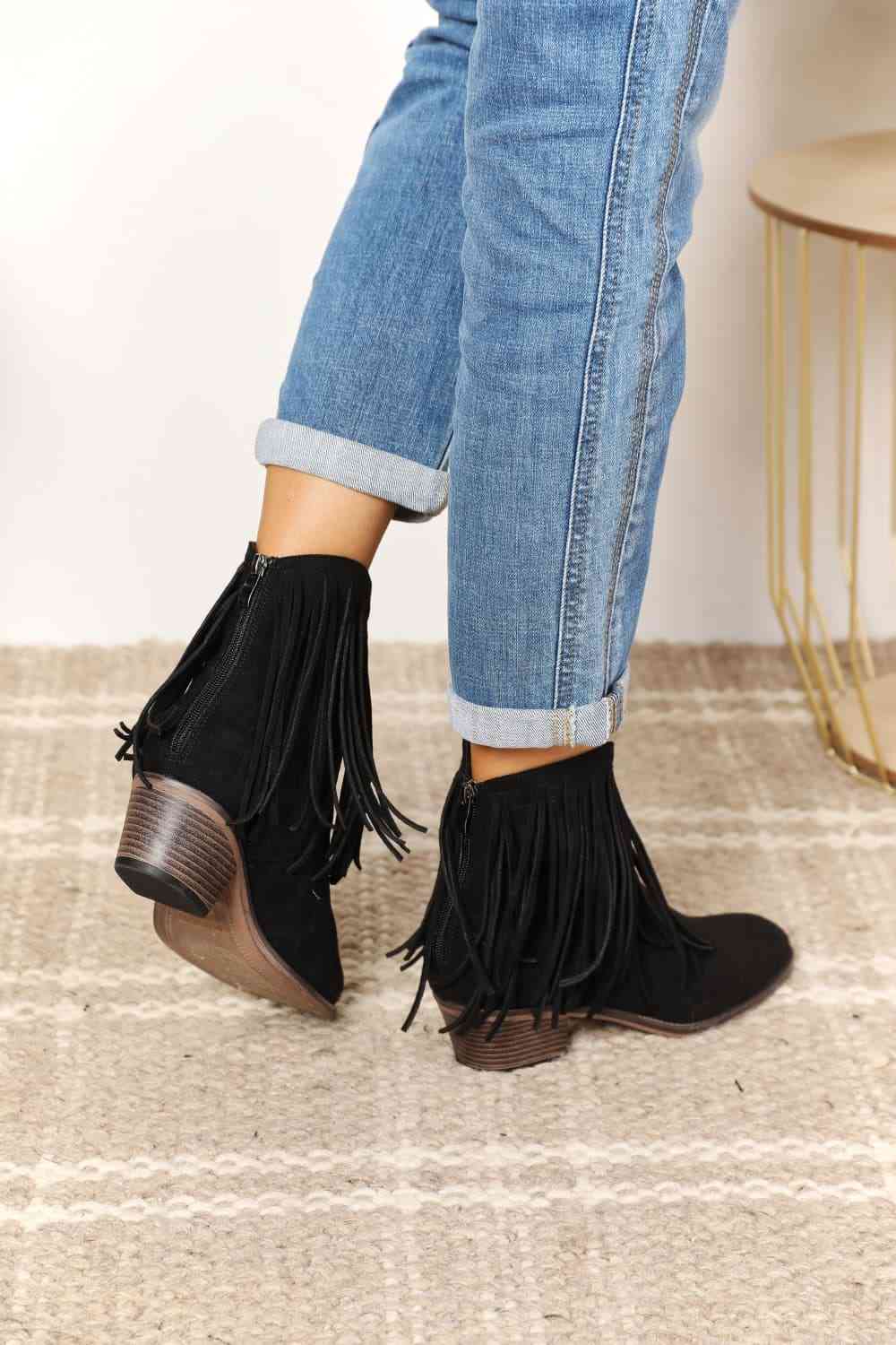 Legend Women's Fringe Cowboy Western Ankle Boots - Premium from Trendsi - Just $55! Shop now at ZLA