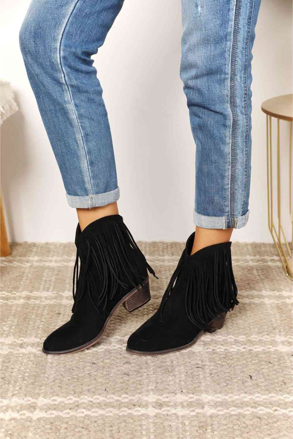 Legend Women's Fringe Cowboy Western Ankle Boots - Premium from Trendsi - Just $55! Shop now at ZLA