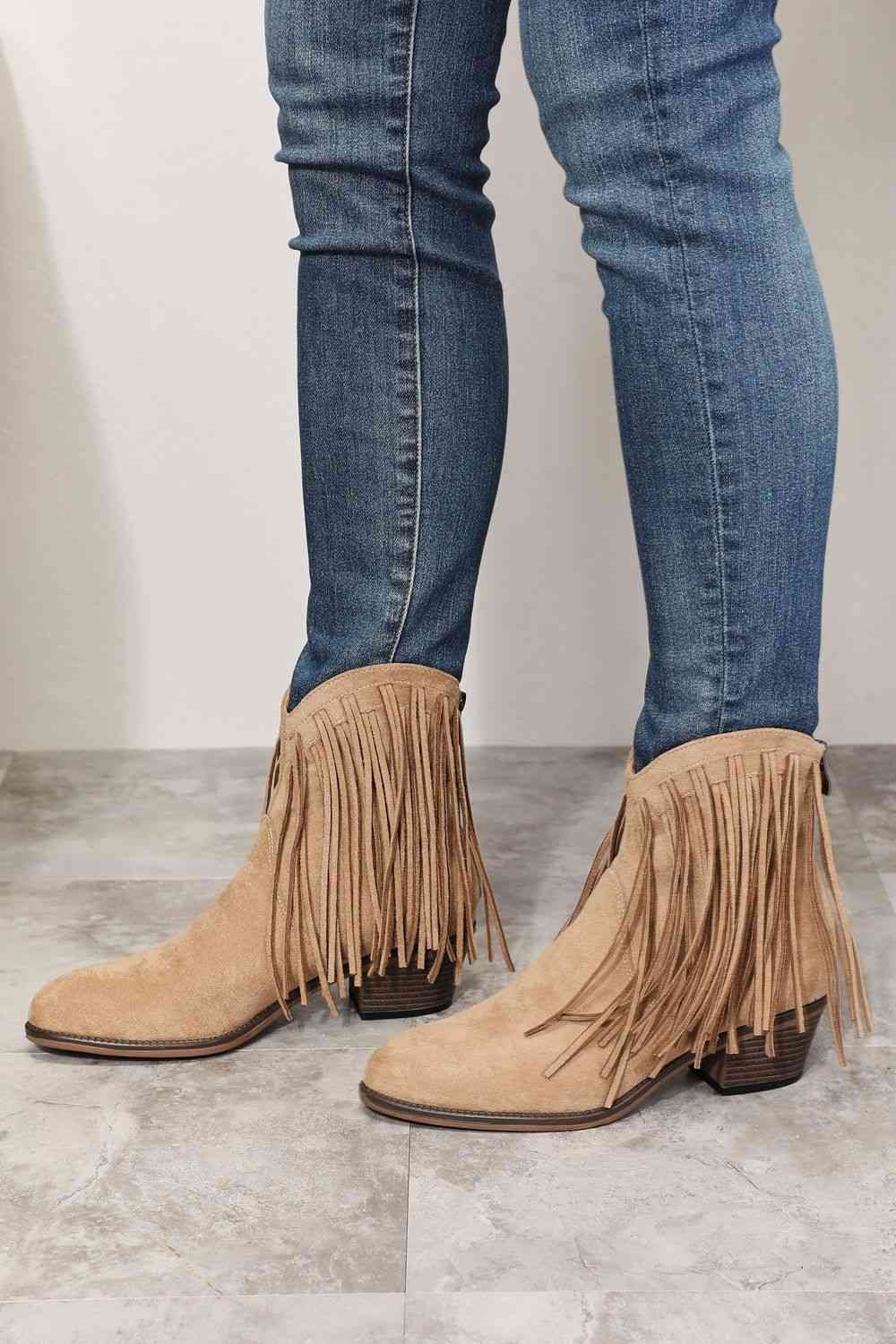 Legend Women's Fringe Cowboy Western Ankle Boots - Premium from Trendsi - Just $55! Shop now at ZLA