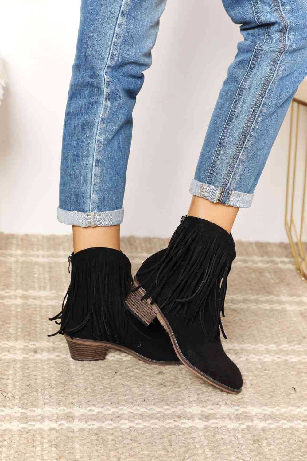 Legend Women's Fringe Cowboy Western Ankle Boots - Premium from Trendsi - Just $55! Shop now at ZLA