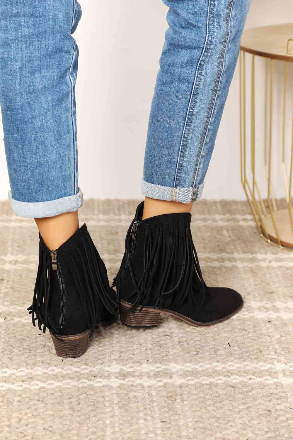 Legend Women's Fringe Cowboy Western Ankle Boots - Premium from Trendsi - Just $55! Shop now at ZLA