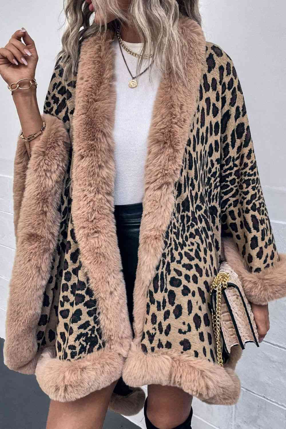 Leopard Open Front Poncho - Premium from Trendsi - Just $61! Shop now at ZLA