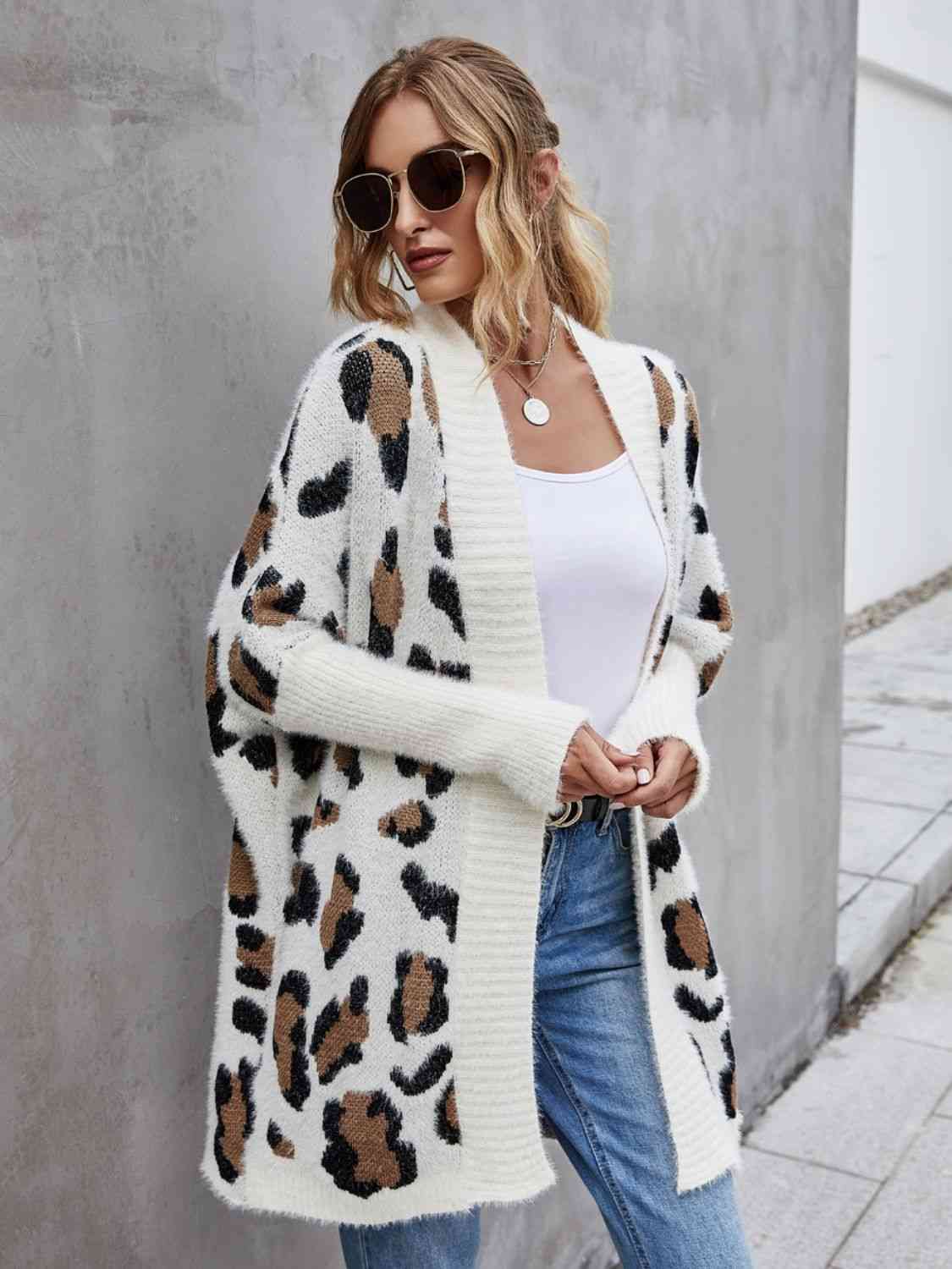 Leopard Pattern Fuzzy Cardigan - Premium from Trendsi - Just $39! Shop now at ZLA