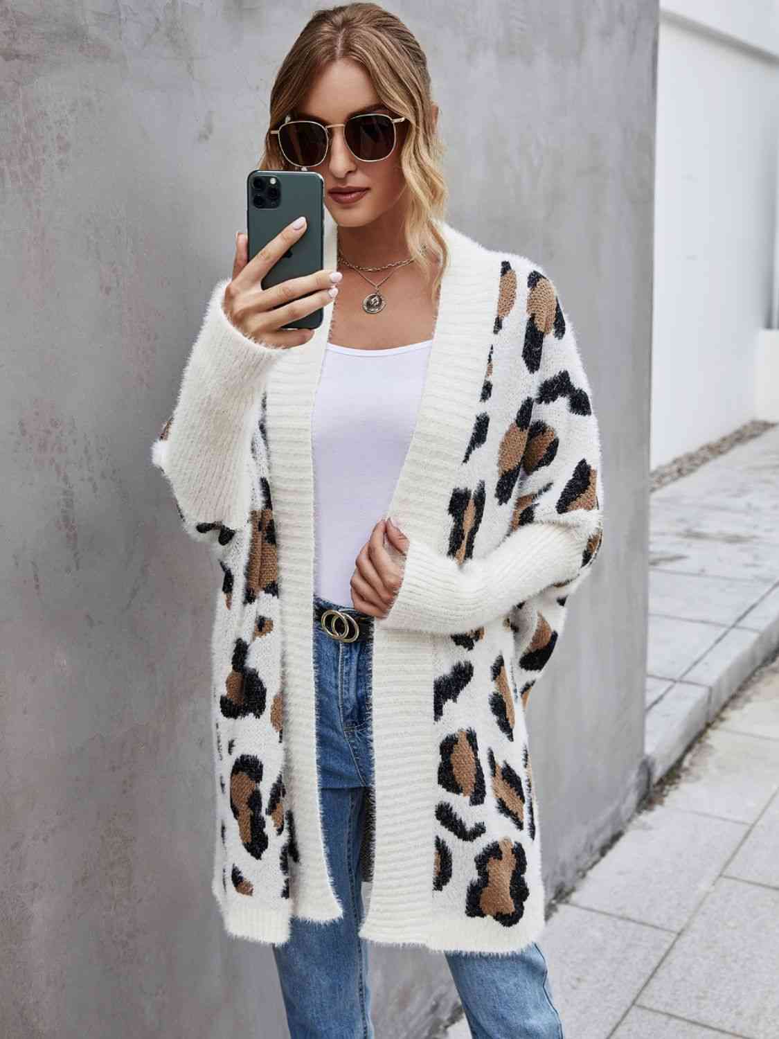 Leopard Pattern Fuzzy Cardigan - Premium from Trendsi - Just $39! Shop now at ZLA
