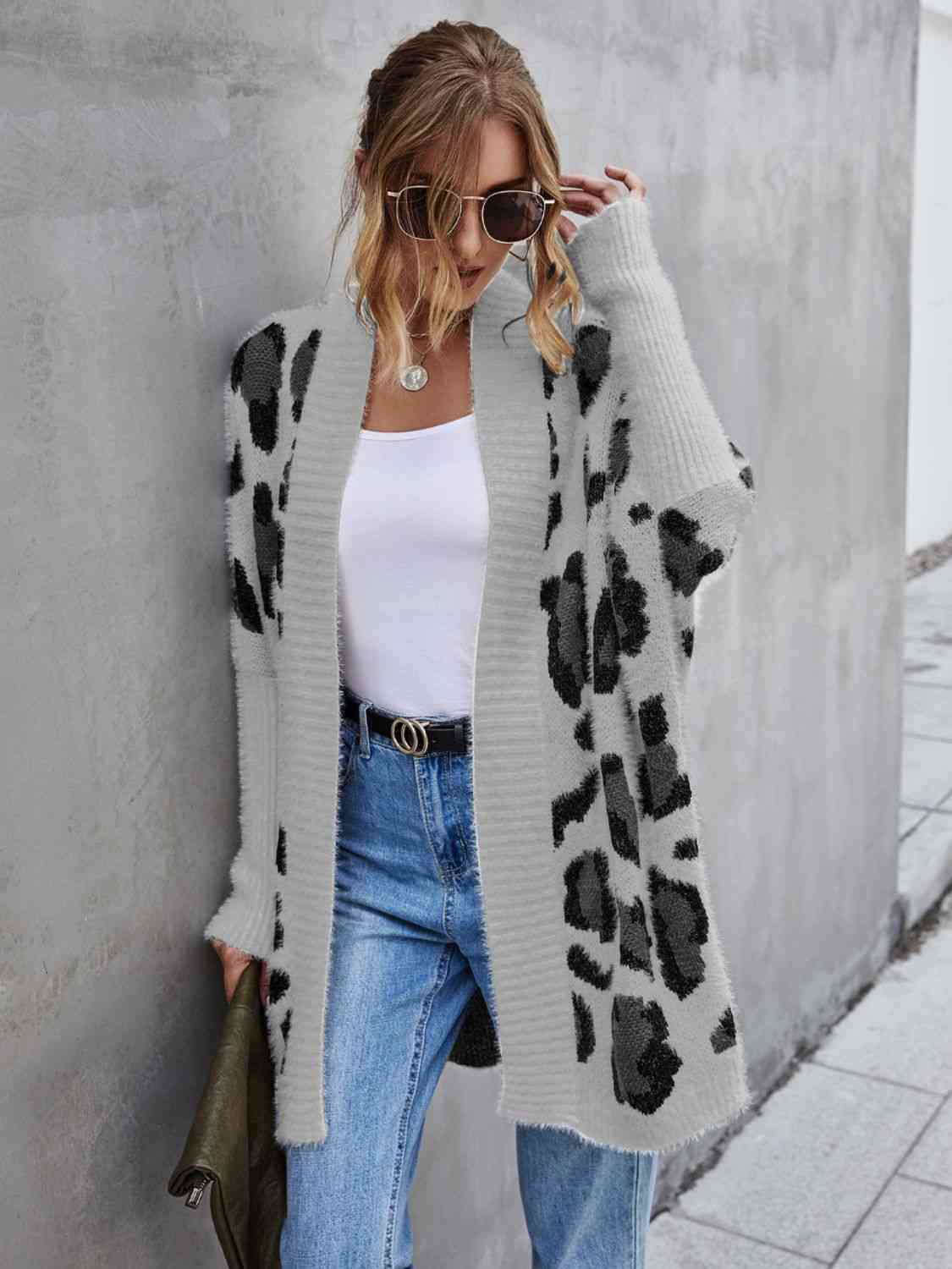 Leopard Pattern Fuzzy Cardigan - Premium from Trendsi - Just $39! Shop now at ZLA