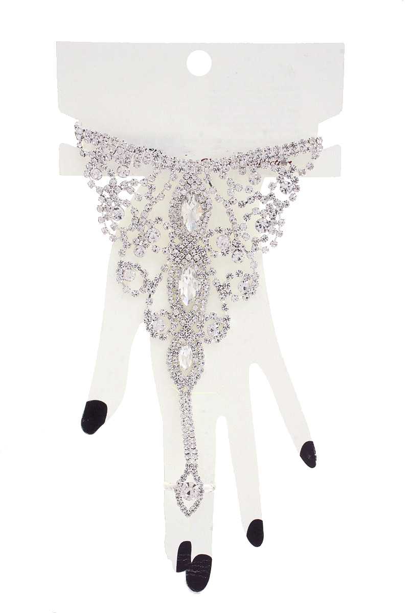 Marquise Rhinestone Hand Ring Bracelet - ZLA