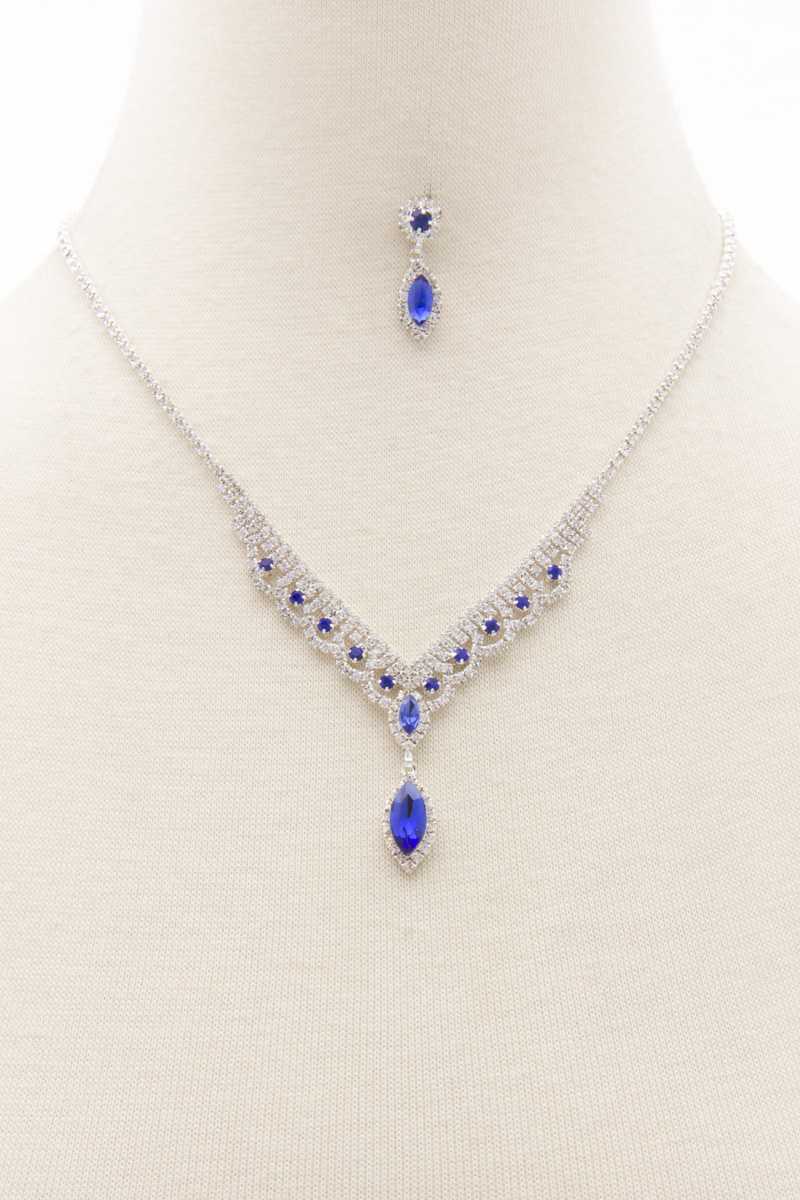 Marquise Shape Rhinestone Necklace - ZLA