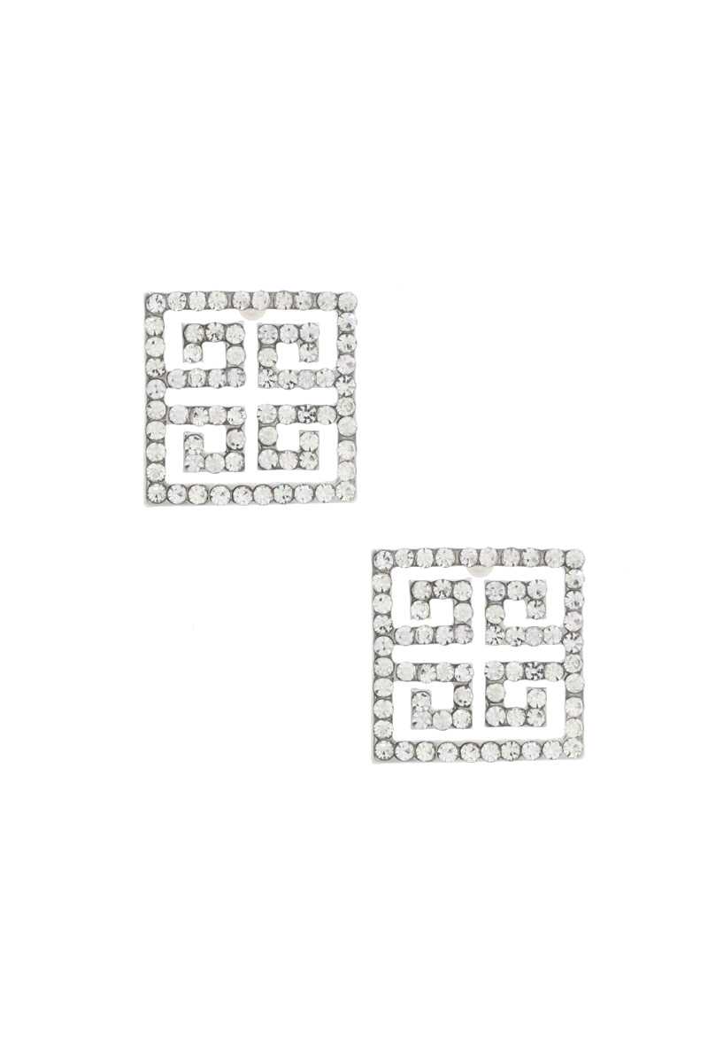 Maze Square Rhinestone Earring - ZLA