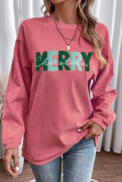 MERRY CHRISTMAS Round Neck Sweatshirt - Premium from Trendsi - Just $43! Shop now at ZLA