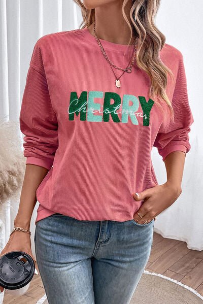 MERRY CHRISTMAS Round Neck Sweatshirt - Premium from Trendsi - Just $43! Shop now at ZLA