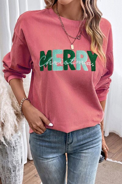 MERRY CHRISTMAS Round Neck Sweatshirt - Premium from Trendsi - Just $43! Shop now at ZLA