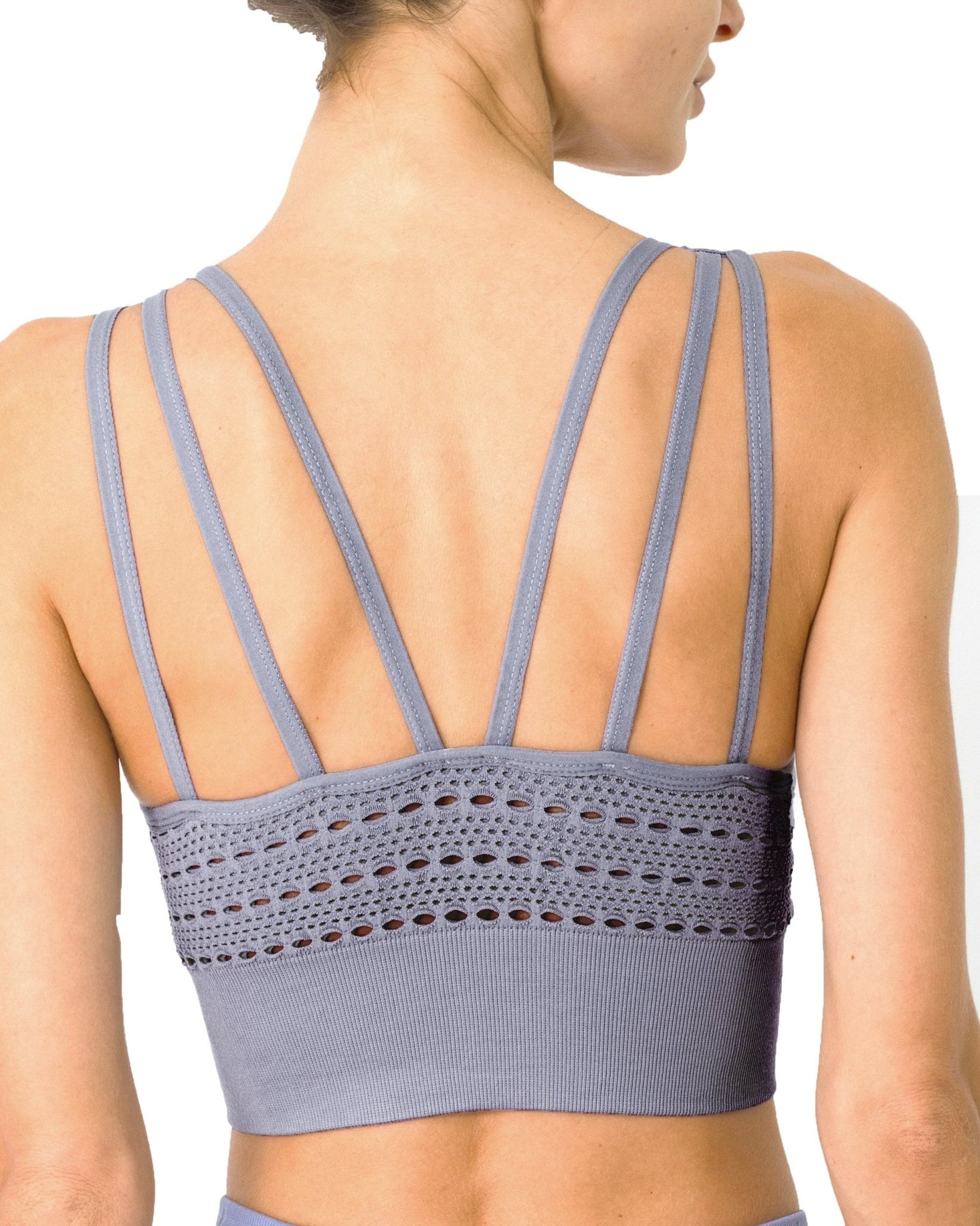 Mesh Seamless Bra with Cutouts - Grey Purple - Premium from Savoy Active - Just $28! Shop now at ZLA