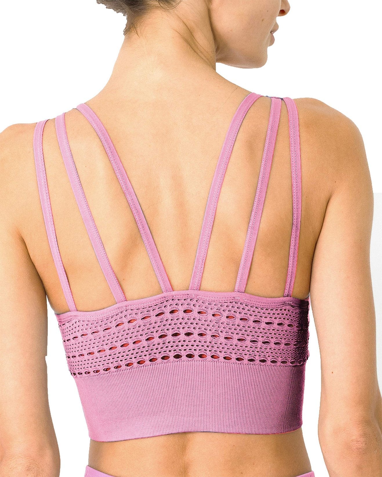 Mesh Seamless Bra with Cutouts - Pink - Premium from Savoy Active - Just $28! Shop now at ZLA