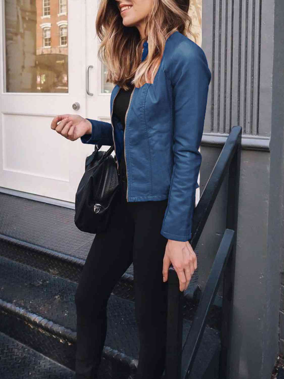 Mock Neck Zip Up Jacket - Premium from Trendsi - Just $26! Shop now at ZLA